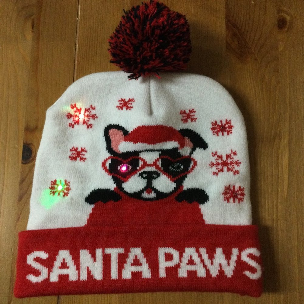 Santa Paws Lighted Twinkle Lights Bull Dog O/S Christmas